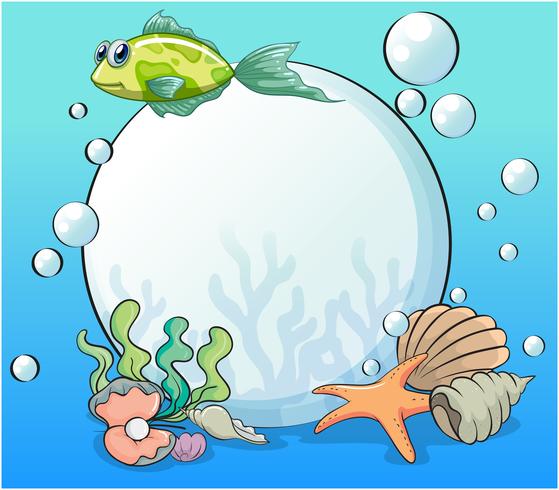 A pearl in the ocean surrounded by sea creatures vector