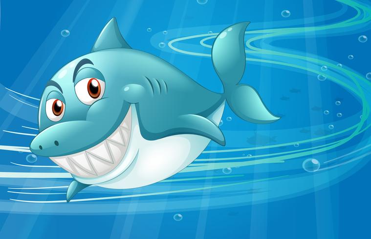 Un tiburon bajo el mar vector