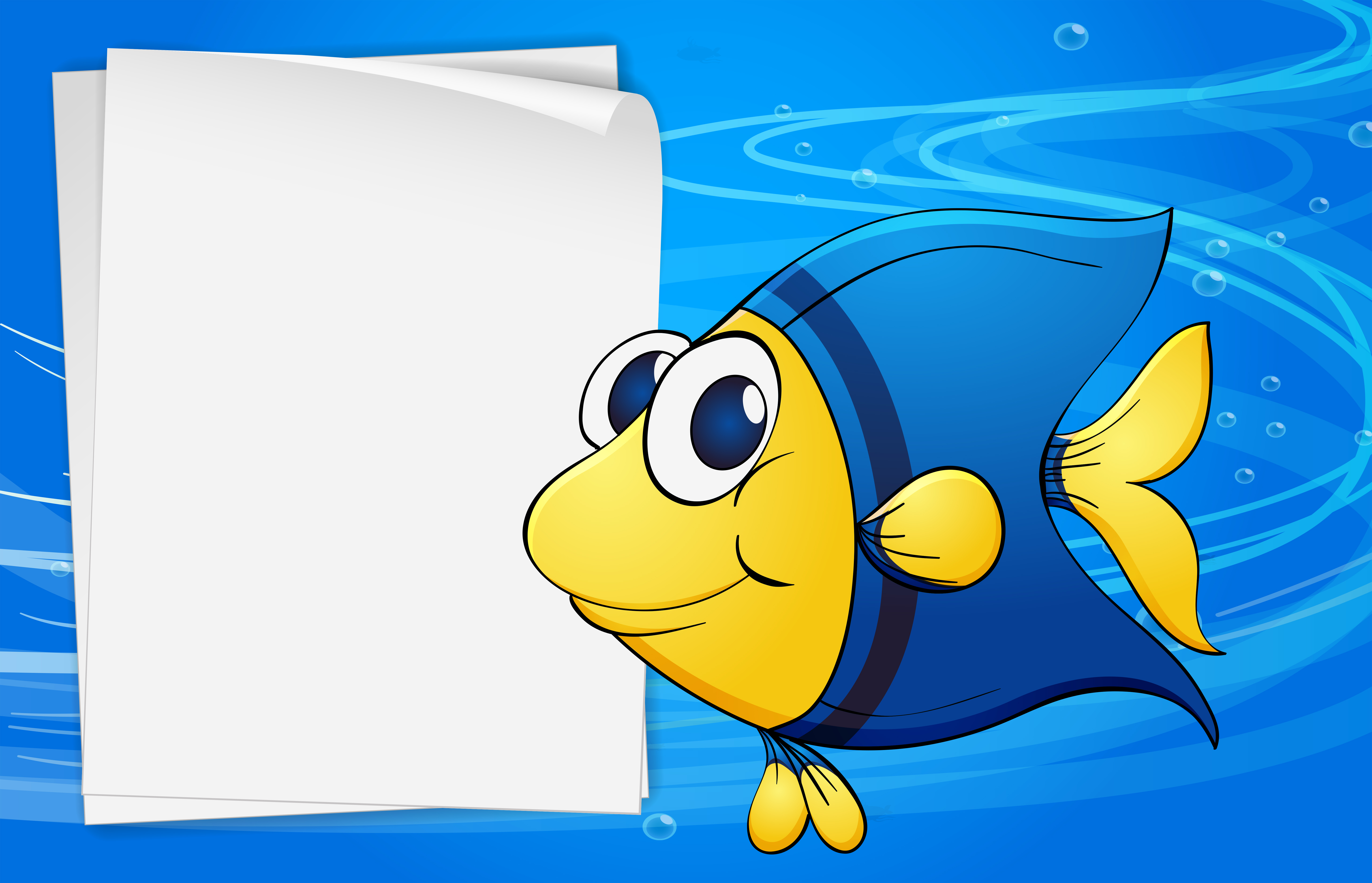Download A fish beside an empty bondpaper under the sea 521828 Vector Art at Vecteezy