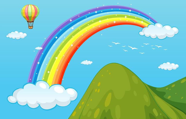 Rainbow and mountain vector