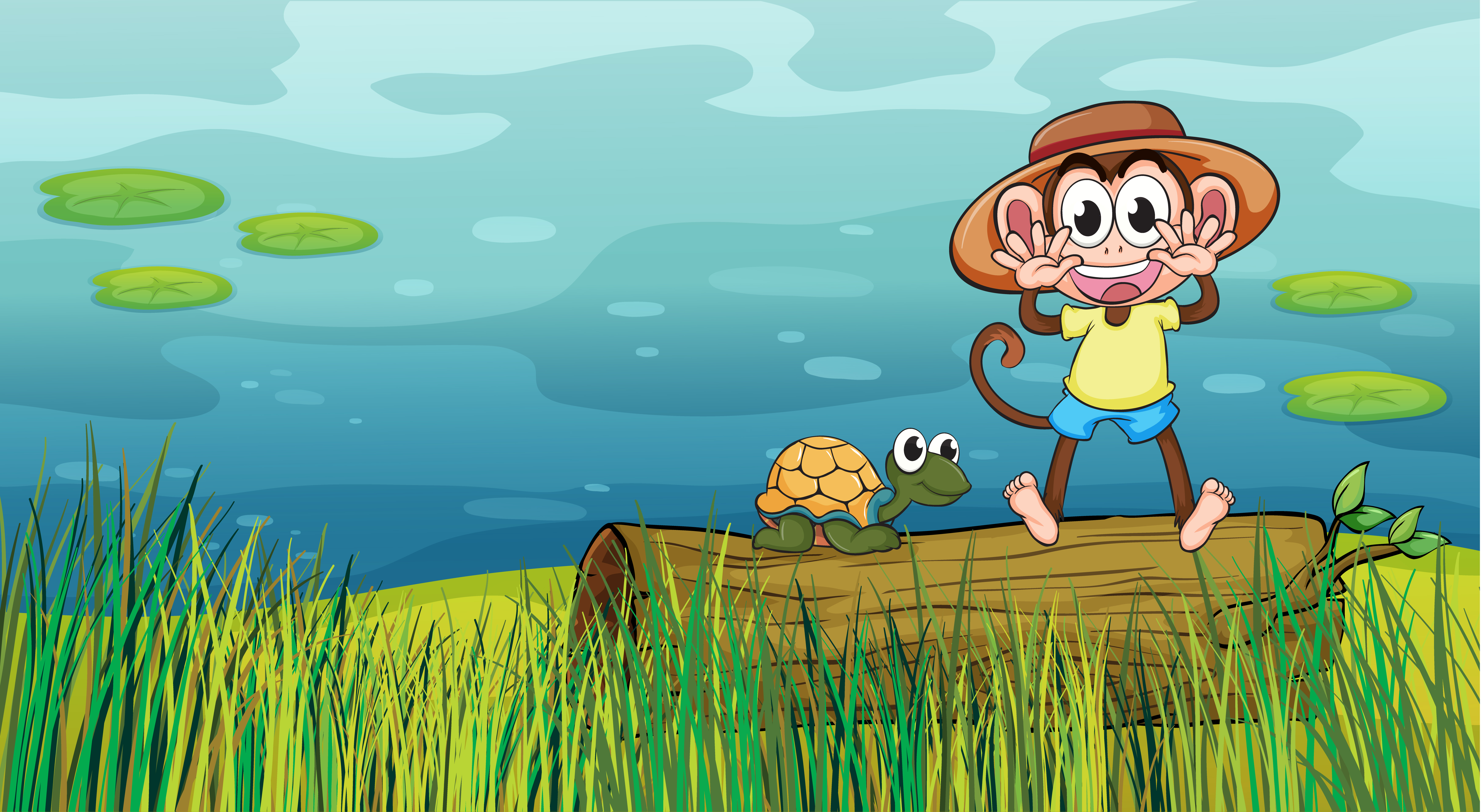 A smiling monkey and a tortoise 521875 Vector Art at Vecteezy