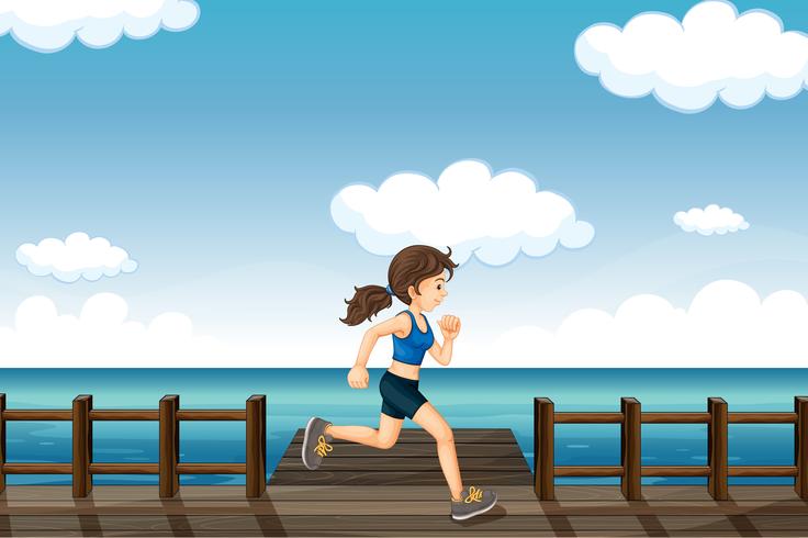 A young woman jogging vector