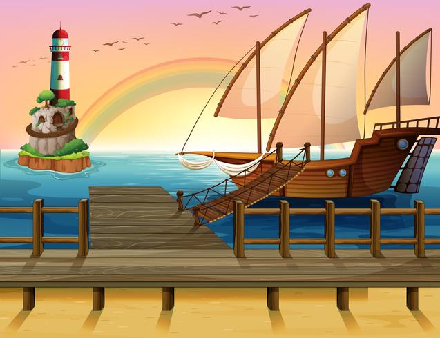 Boat and pier vector