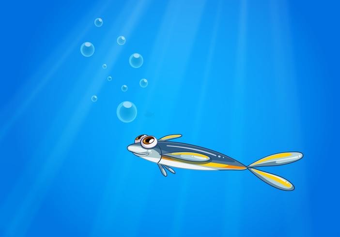 A blue yellow fish under the sea  vector