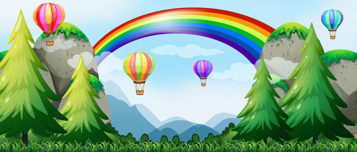 Rainbow and balloons vector