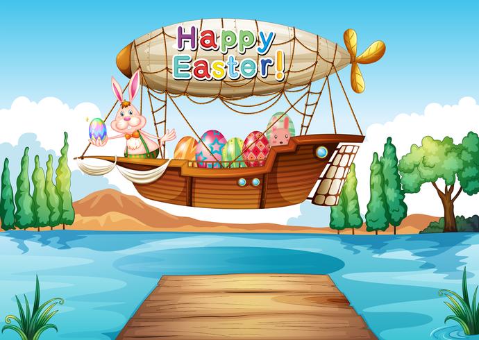 An airship with an easter greeting vector