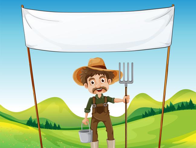 A farmer below the empty signage vector