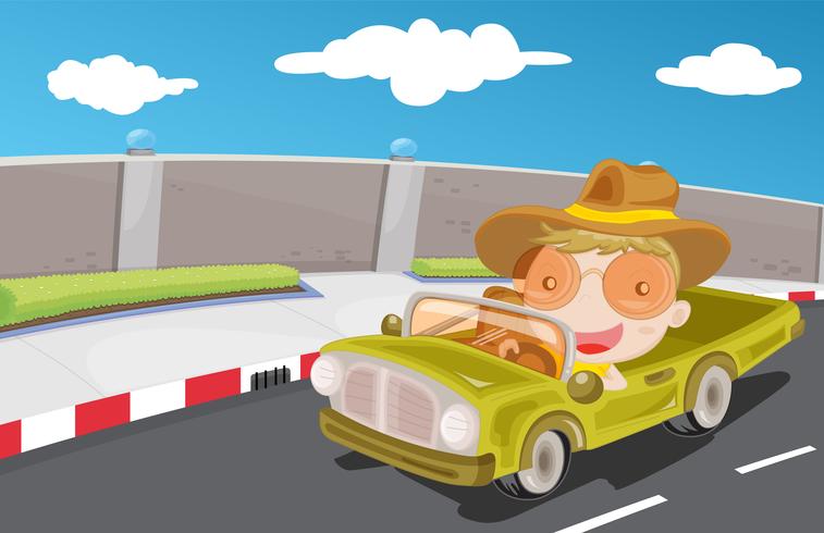 Driving car on highway vector