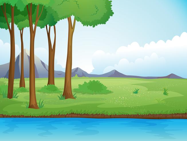 A river and a tree vector