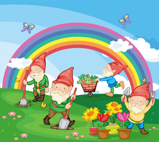 Cartoon illustration of gnomes vector