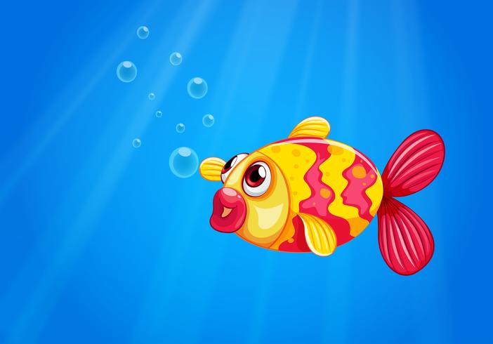 A pouty fish in the middle of the sea vector