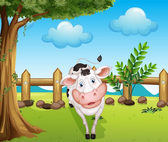 A cow inside the fence vector