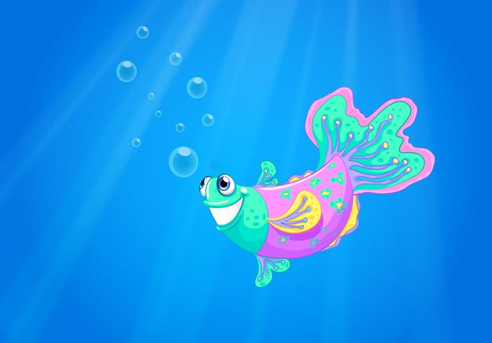 A smiling pink fish in the ocean vector