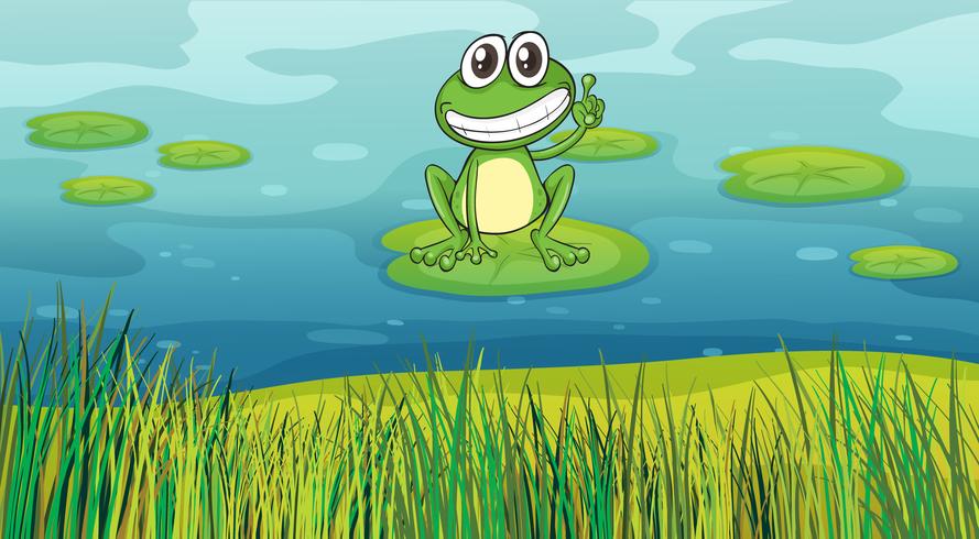 A smiling frog in the pond vector