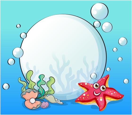 A smiling starfish near the pearls vector