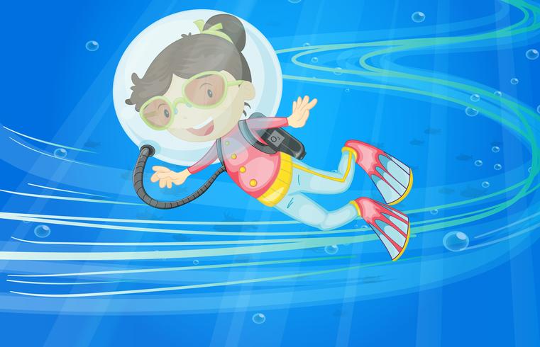 under water girl vector