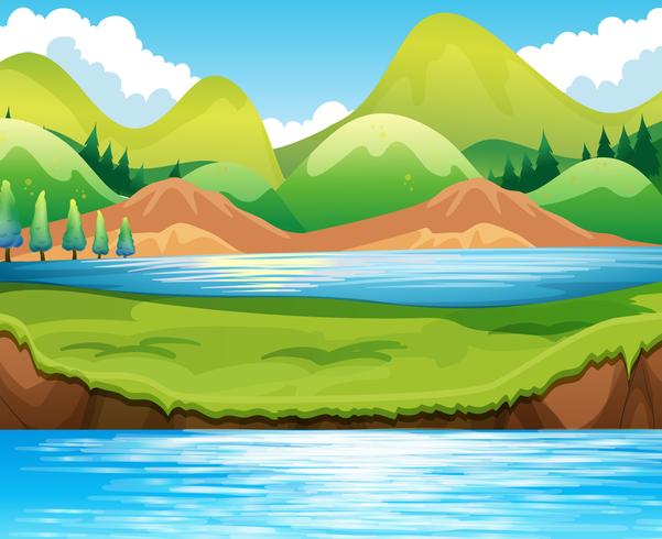 Lake scene vector