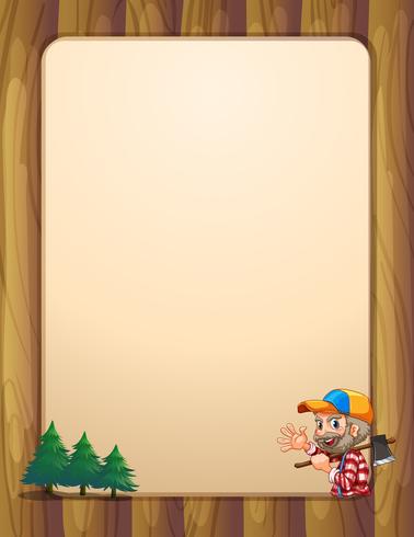 An empty template with a lumberjack carrying an axe vector