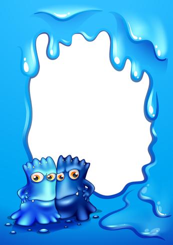 Blue border design with two bestfriends vector