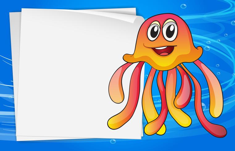 A jelly fish with an empty signage vector