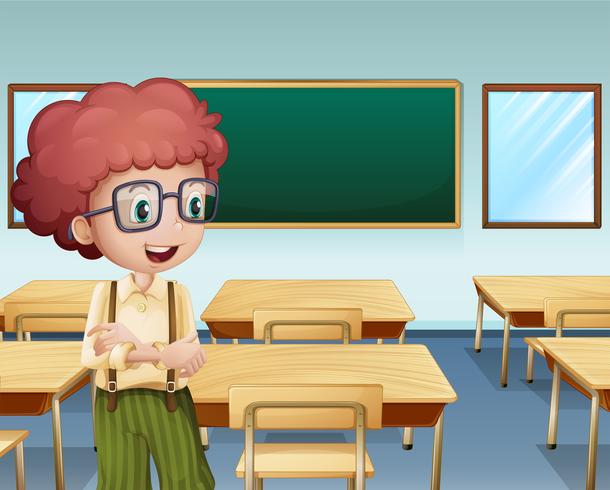 A boy inside the classroom vector