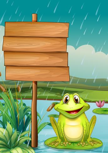 An empty board with a green frog vector