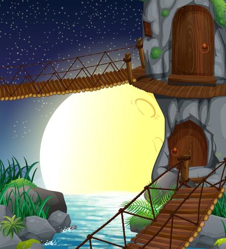 A beautiful scenery at the forest vector