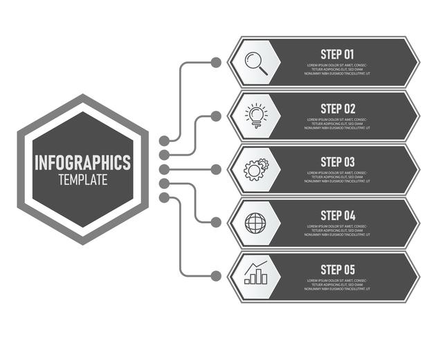 Plantilla de infografías de negocios con color gris vector