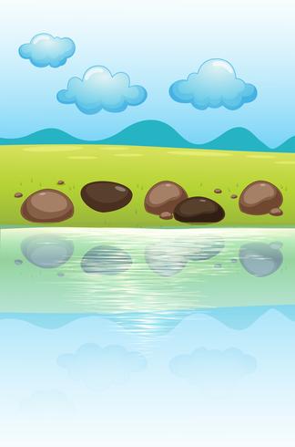 Stones near the river vector
