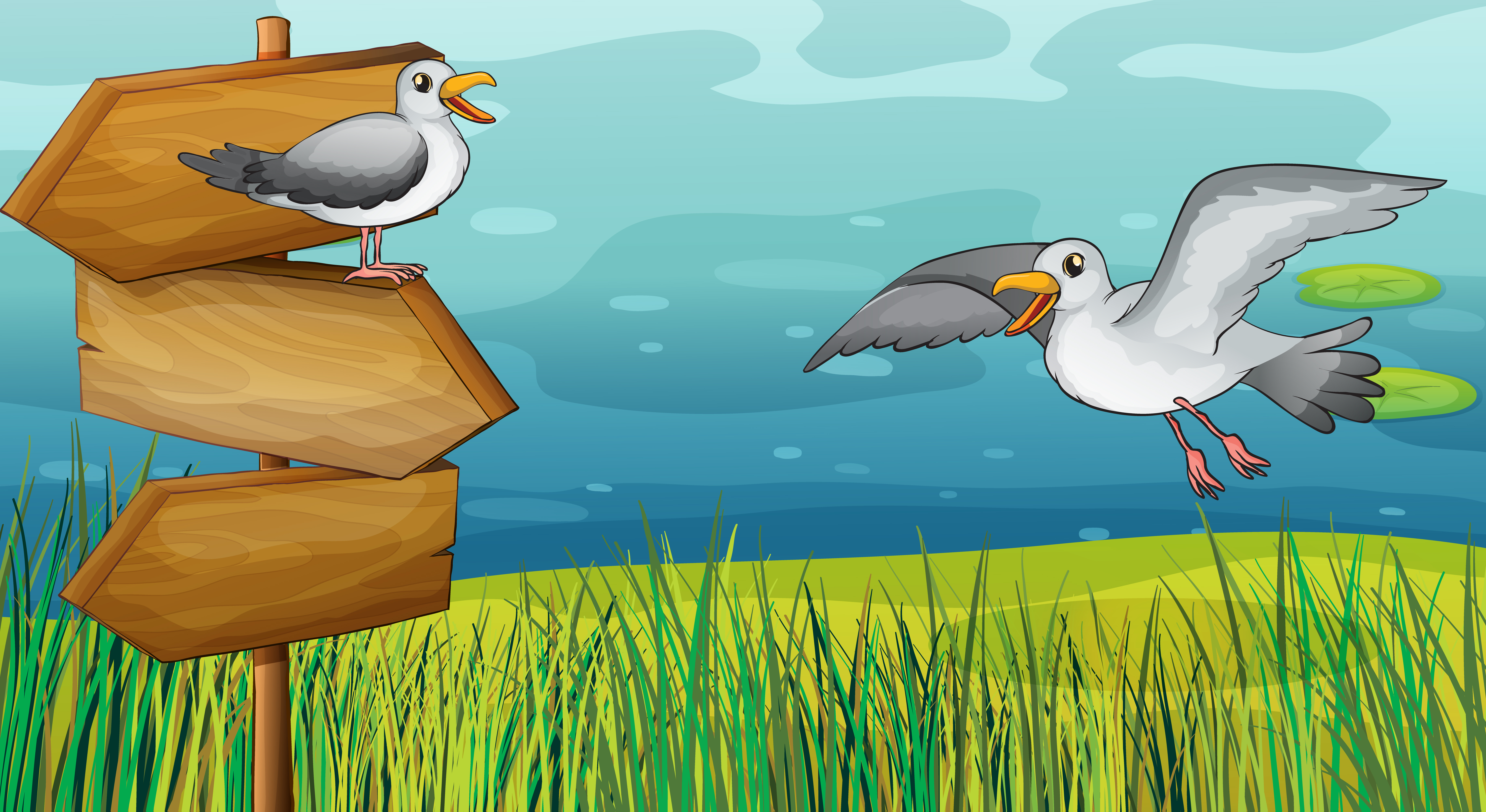 Two chirping birds 522733 - Download Free Vectors, Clipart ... (7316 x 3999 Pixel)