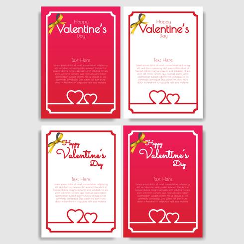 Happy Valentines Day set of 4 greeting card design vector