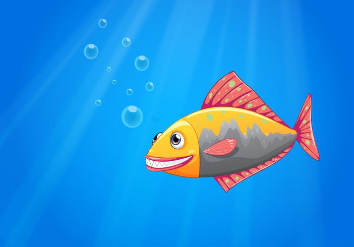 A smiling fish in the ocean vector