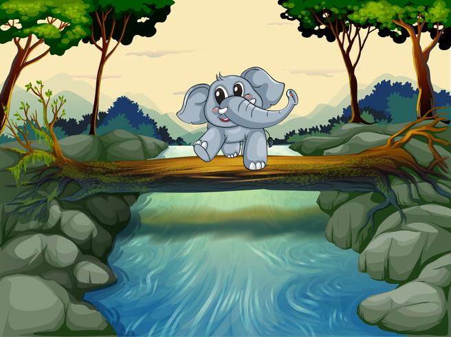 An elephant crossing the river vector