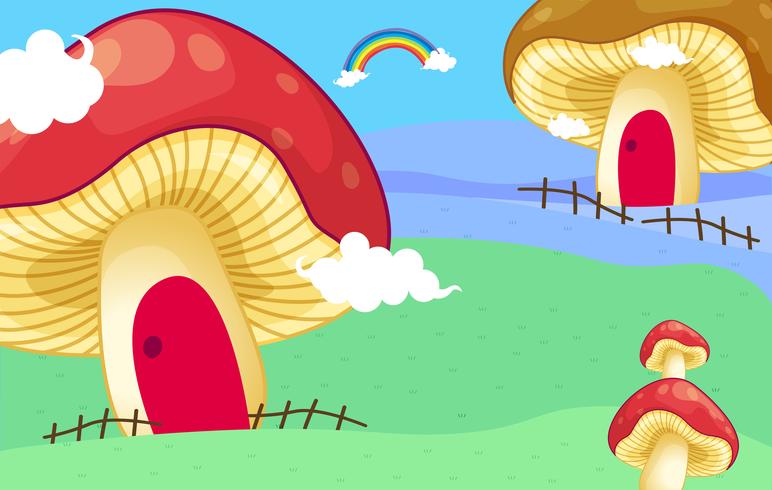 Mushroom houses vector