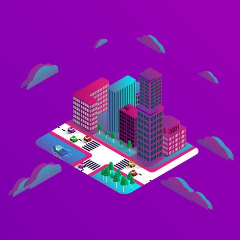 Isometric modern buildings 3D design vector