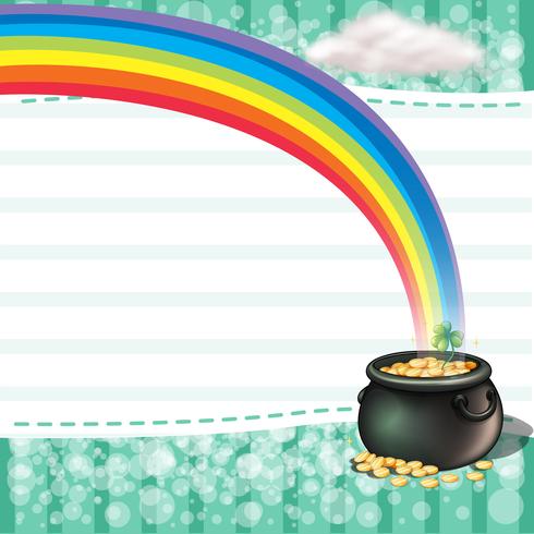 A pot full of coins with a clover plant vector