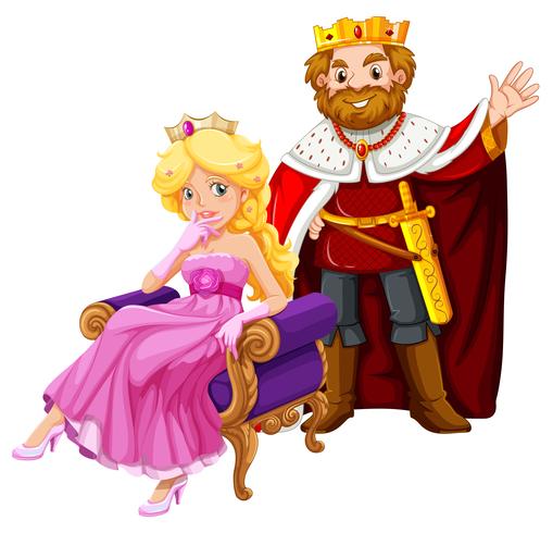 King and queen wearing crowns vector