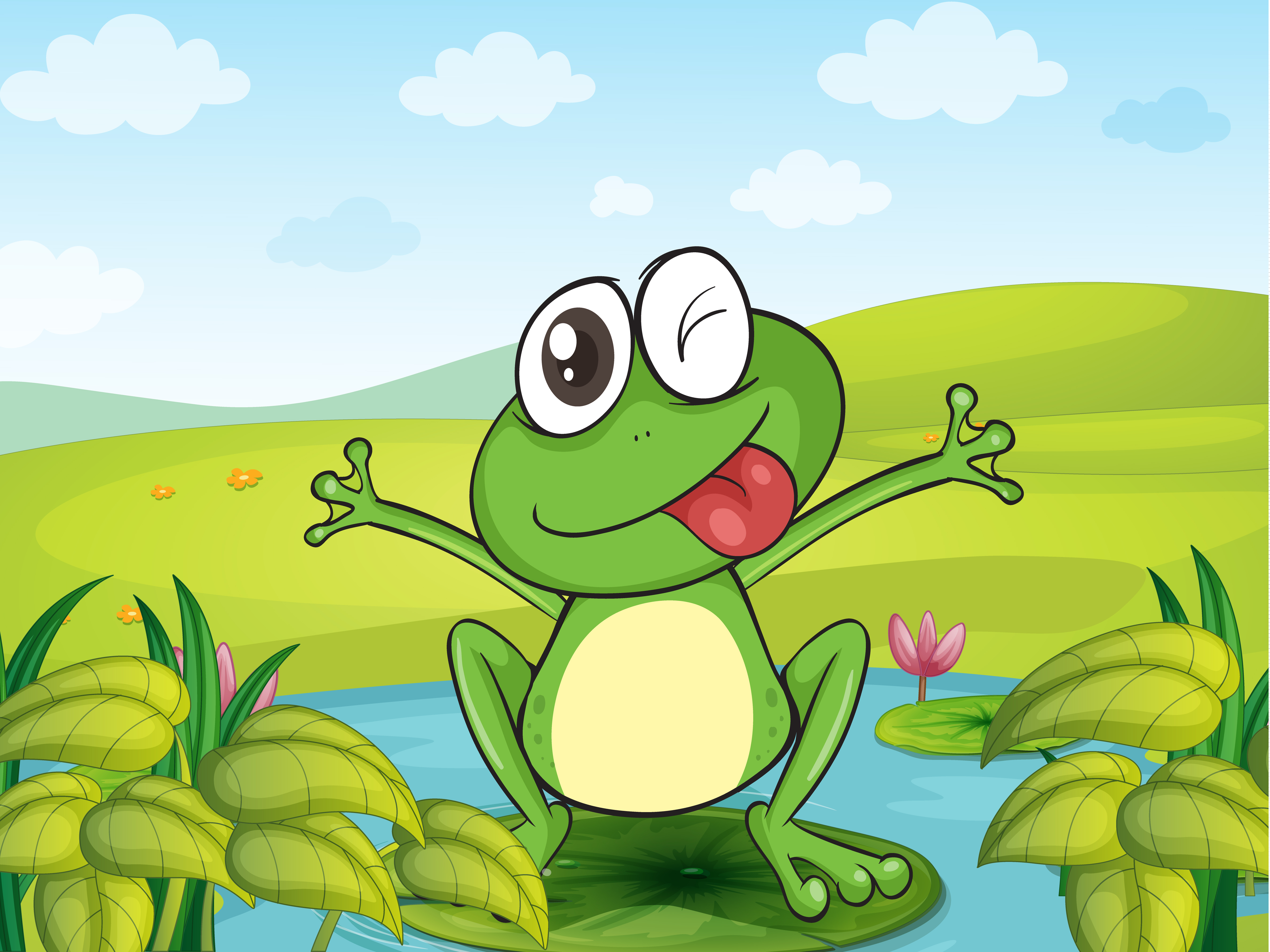 可爱带花儿的青蛙AI矢量图案设计图__其他_动漫动画_设计图库_昵图网nipic.com