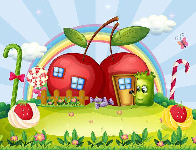 A monster going to the apple house vector