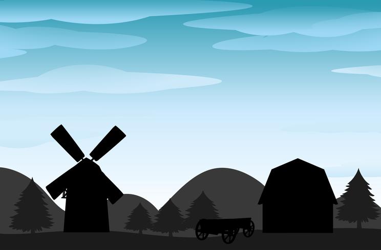 Silhouette farm vector