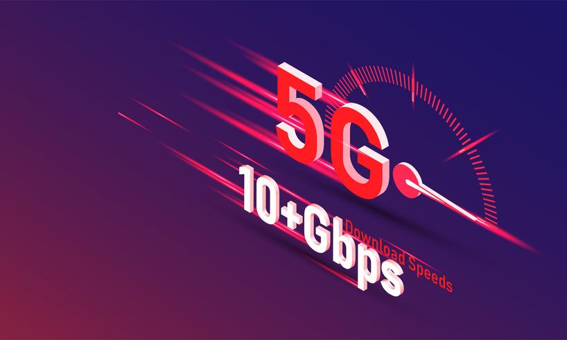 Vector de la nueva 5ta generación del concepto de internet, velocidad de la red 5G internet inalámbrica.