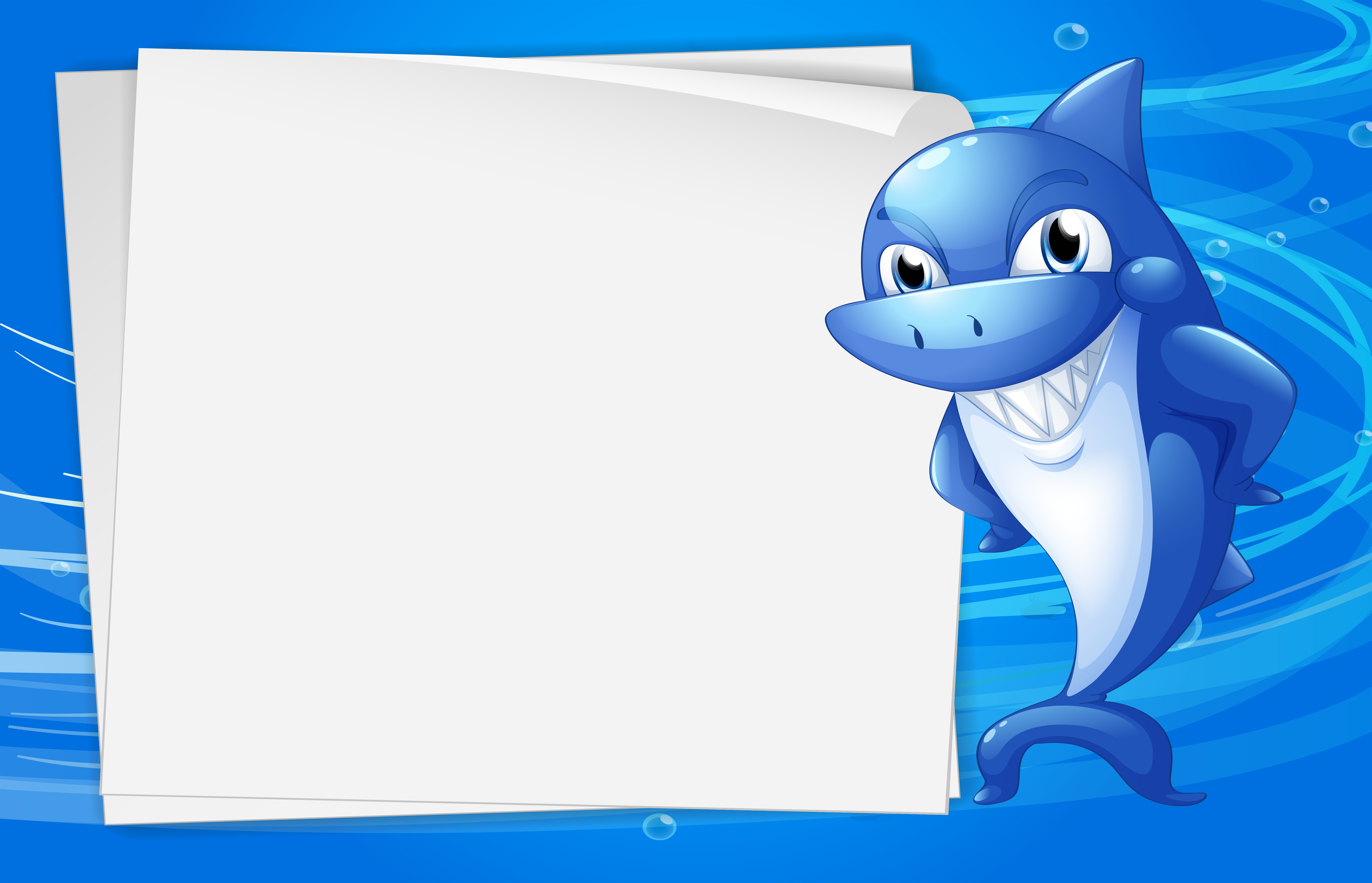 A blue shark beside an empty paper under the water 523050 Vector Art at ...