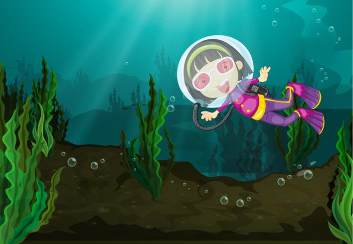 Chica de buceo vector