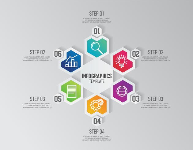 Plantilla de infografías de presentación de negocios con 6 opciones vector