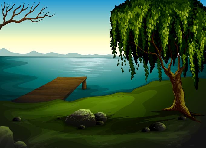 A lake at the forest vector