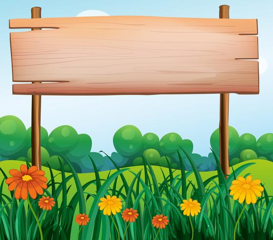 A wooden signboard in the garden vector