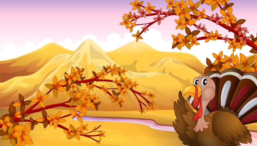 A turkey in an autumn view vector