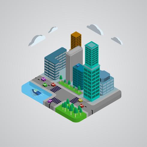 Isometric modern buildings 3D design vector