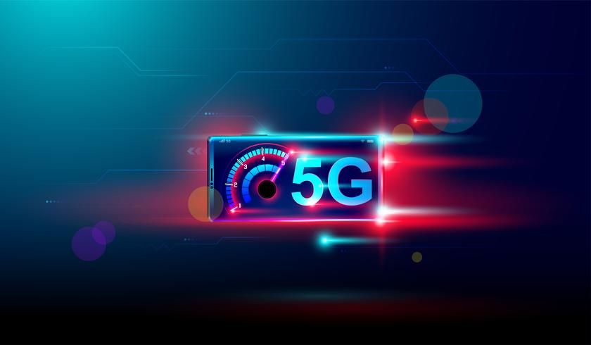 Internet inalámbrico de 5G con alta velocidad de descarga y carga en dispositivos vectoriales. vector