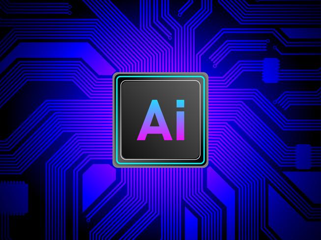 Artificial Intelligence CPU processors concept, Ai computing with circuit board, machine learning vector